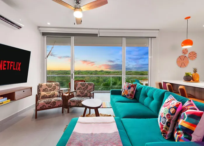 3 Bedroom Jungle Vibes Condo In Akumal Beach Access Rooftop Pools